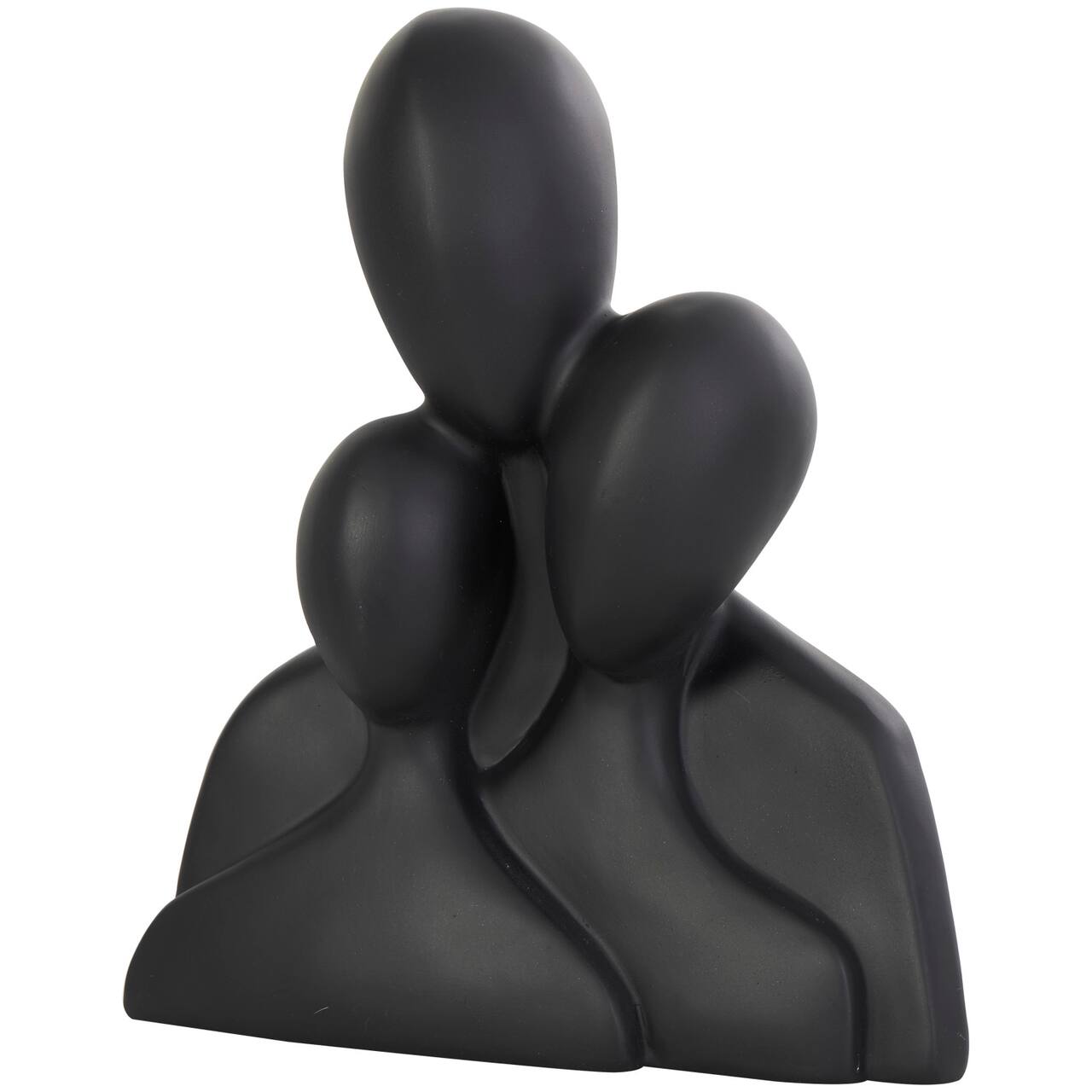 11" Black Polystone Abstract Nesting Family 3-Head Sculpture